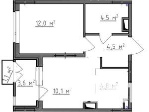 1-к квартира, вторичка, 38м2, 3/9 этаж