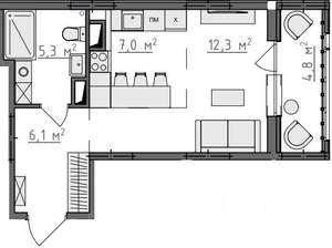 Студия квартира, вторичка, 33м2, 5/9 этаж