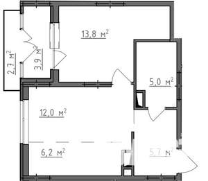 1-к квартира, вторичка, 45м2, 4/9 этаж