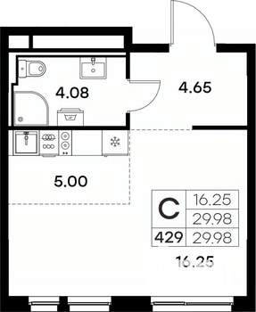 Студия квартира, вторичка, 30м2, 11/17 этаж
