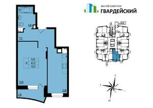 1-к квартира, вторичка, 42м2, 1/17 этаж