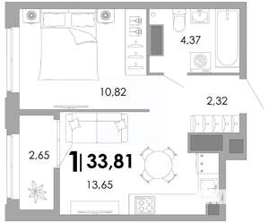 1-к квартира, вторичка, 34м2, 17/17 этаж
