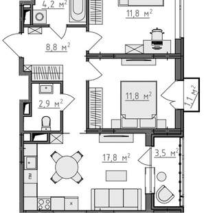 2-к квартира, вторичка, 59м2, 3/9 этаж