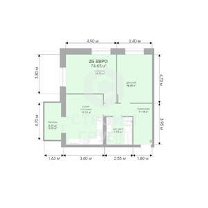 2-к квартира, вторичка, 74м2, 16/17 этаж