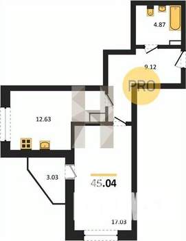 1-к квартира, вторичка, 48м2, 5/17 этаж