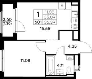 1-к квартира, вторичка, 36м2, 3/17 этаж