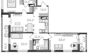 3-к квартира, вторичка, 88м2, 9/9 этаж