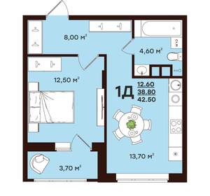 1-к квартира, вторичка, 43м2, 4/17 этаж