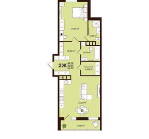 2-к квартира, вторичка, 83м2, 8/17 этаж