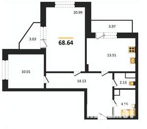 2-к квартира, вторичка, 72м2, 5/17 этаж
