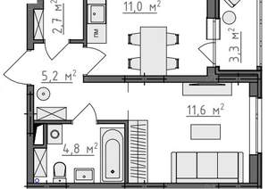 1-к квартира, вторичка, 37м2, 6/9 этаж