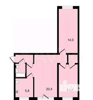 3-к квартира, вторичка, 58м2, -2/5 этаж