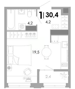 1-к квартира, вторичка, 30м2, 14/17 этаж