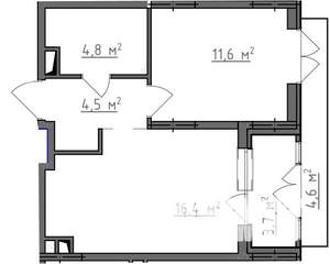 1-к квартира, вторичка, 41м2, 3/9 этаж