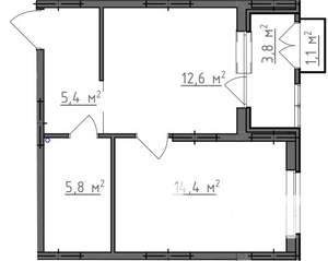 1-к квартира, вторичка, 40м2, 2/9 этаж