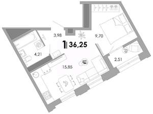 1-к квартира, вторичка, 36м2, 3/17 этаж