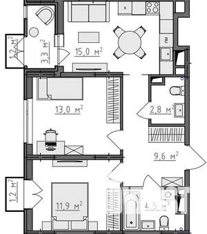 2-к квартира, вторичка, 59м2, 7/9 этаж