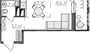 Студия квартира, вторичка, 29м2, 9/9 этаж