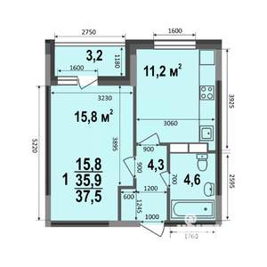 1-к квартира, строящийся дом, 38м2, 2/17 этаж