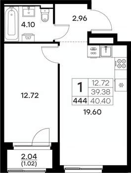 1-к квартира, вторичка, 40м2, 2/17 этаж