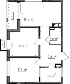 2-к квартира, вторичка, 61м2, 7/9 этаж