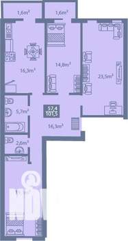 3-к квартира, вторичка, 102м2, 3/7 этаж