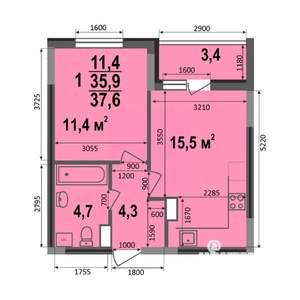 1-к квартира, строящийся дом, 38м2, 9/17 этаж
