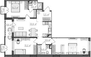 3-к квартира, вторичка, 93м2, 2/9 этаж