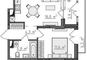 1-к квартира, вторичка, 40м2, 2/9 этаж