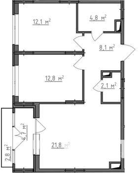 2-к квартира, вторичка, 65м2, 3/9 этаж