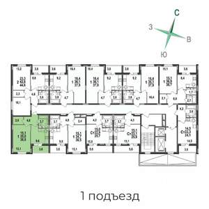 1-к квартира, строящийся дом, 37м2, 16/17 этаж