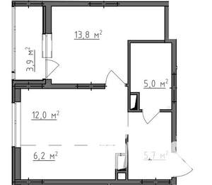 1-к квартира, вторичка, 45м2, 6/9 этаж