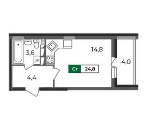 Студия квартира, вторичка, 25м2, 4/17 этаж