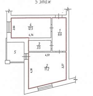 1-к квартира, вторичка, 40м2, 5/9 этаж