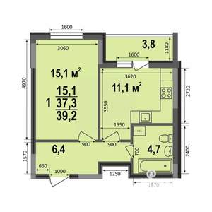 1-к квартира, вторичка, 39м2, 1/17 этаж