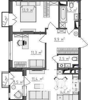 2-к квартира, вторичка, 60м2, 4/9 этаж