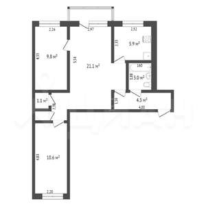 3-к квартира, вторичка, 58м2, 6/9 этаж