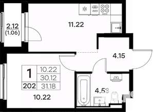 1-к квартира, вторичка, 31м2, 2/17 этаж