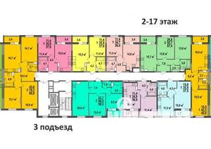 1-к квартира, строящийся дом, 38м2, 2/17 этаж