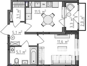 1-к квартира, вторичка, 39м2, 2/9 этаж