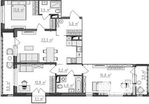3-к квартира, вторичка, 87м2, 6/9 этаж