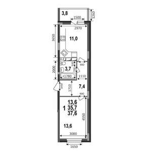 1-к квартира, вторичка, 37м2, 7/17 этаж