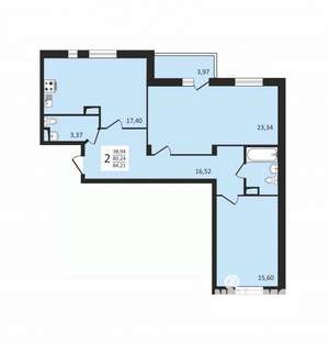 2-к квартира, вторичка, 84м2, 3/3 этаж