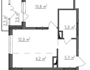 1-к квартира, вторичка, 45м2, 3/9 этаж