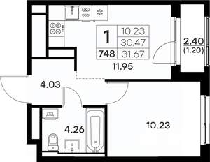 1-к квартира, вторичка, 32м2, 15/17 этаж