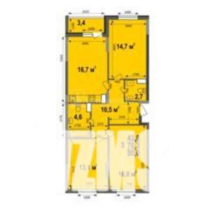 3-к квартира, строящийся дом, 80м2, 7/17 этаж