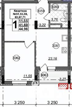 1-к квартира, вторичка, 45м2, 6/8 этаж