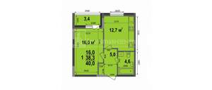 1-к квартира, вторичка, 40м2, 7/17 этаж