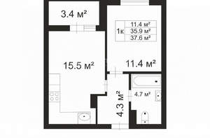 1-к квартира, вторичка, 37м2, 10/17 этаж