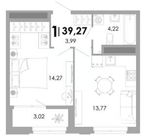1-к квартира, вторичка, 39м2, 13/17 этаж